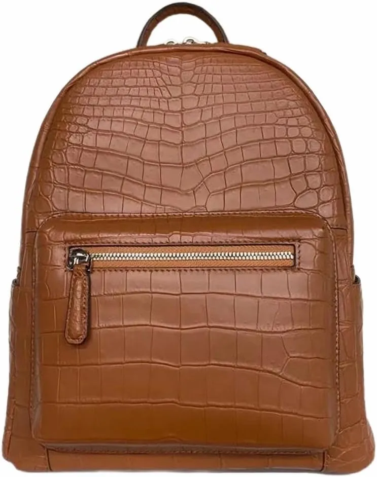 Fashion Genuine Exotic Crocodile Skin Women Lady Colorful Backpack Authentic Alligator Leather Female Top-handle Bag Pack (Brown), HF-01608