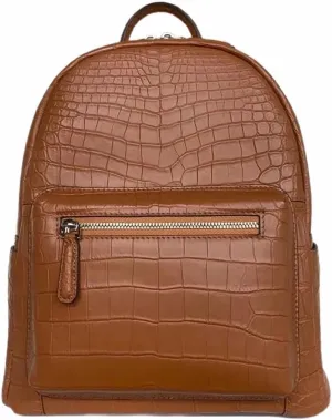 Fashion Genuine Exotic Crocodile Skin Women Lady Colorful Backpack Authentic Alligator Leather Female Top-handle Bag Pack (Brown), HF-01608