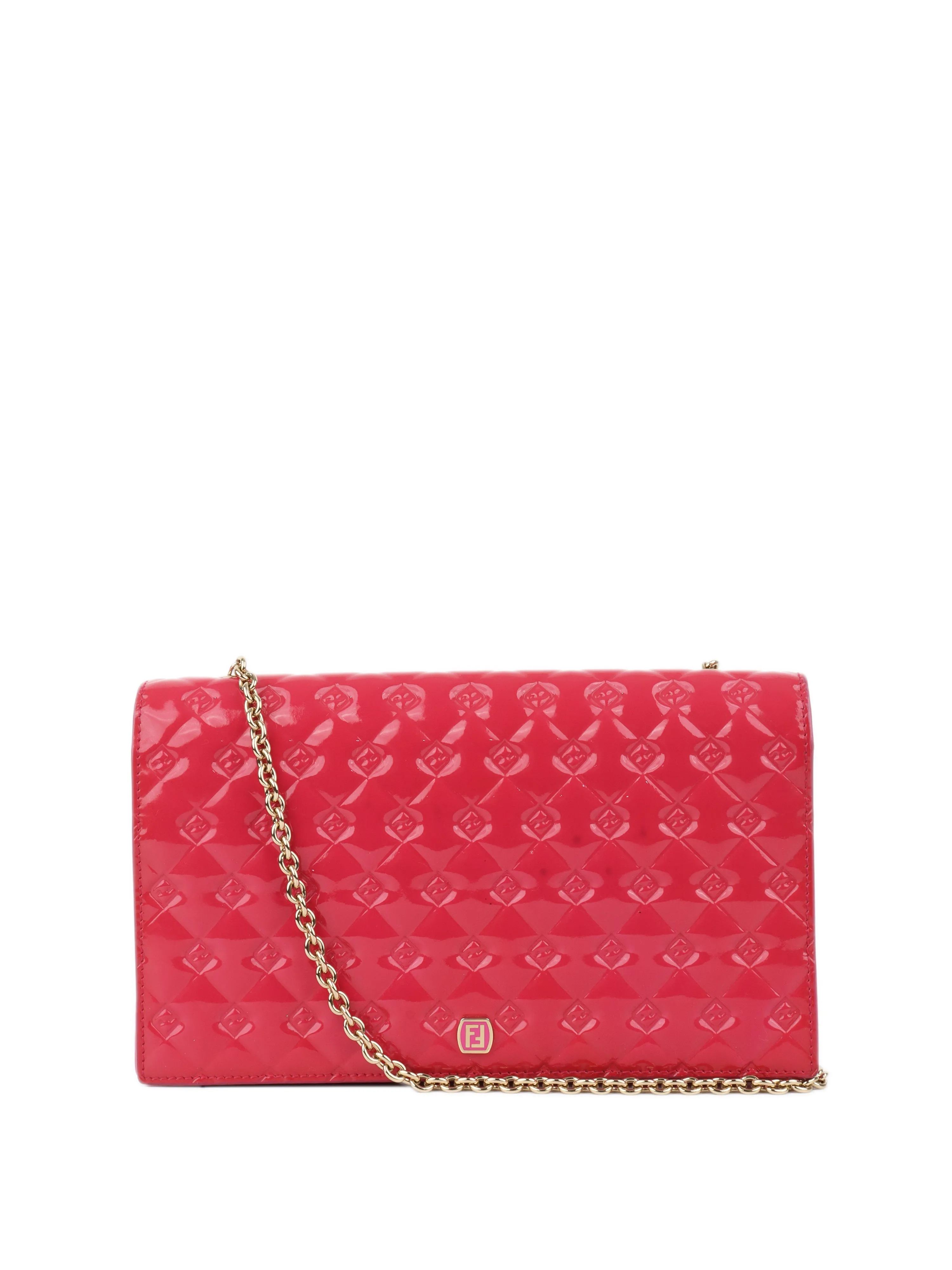 Fendi Pink Patent Wallet on Chain.