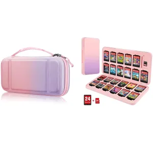 Fintie Nintendo Switch Lite 2019 Carrying Case Bag with 15 Game Card & 2 Micro SD Card Slots, Pink, Hard EVA Shell, Zipper Closure, Shoulder Strap