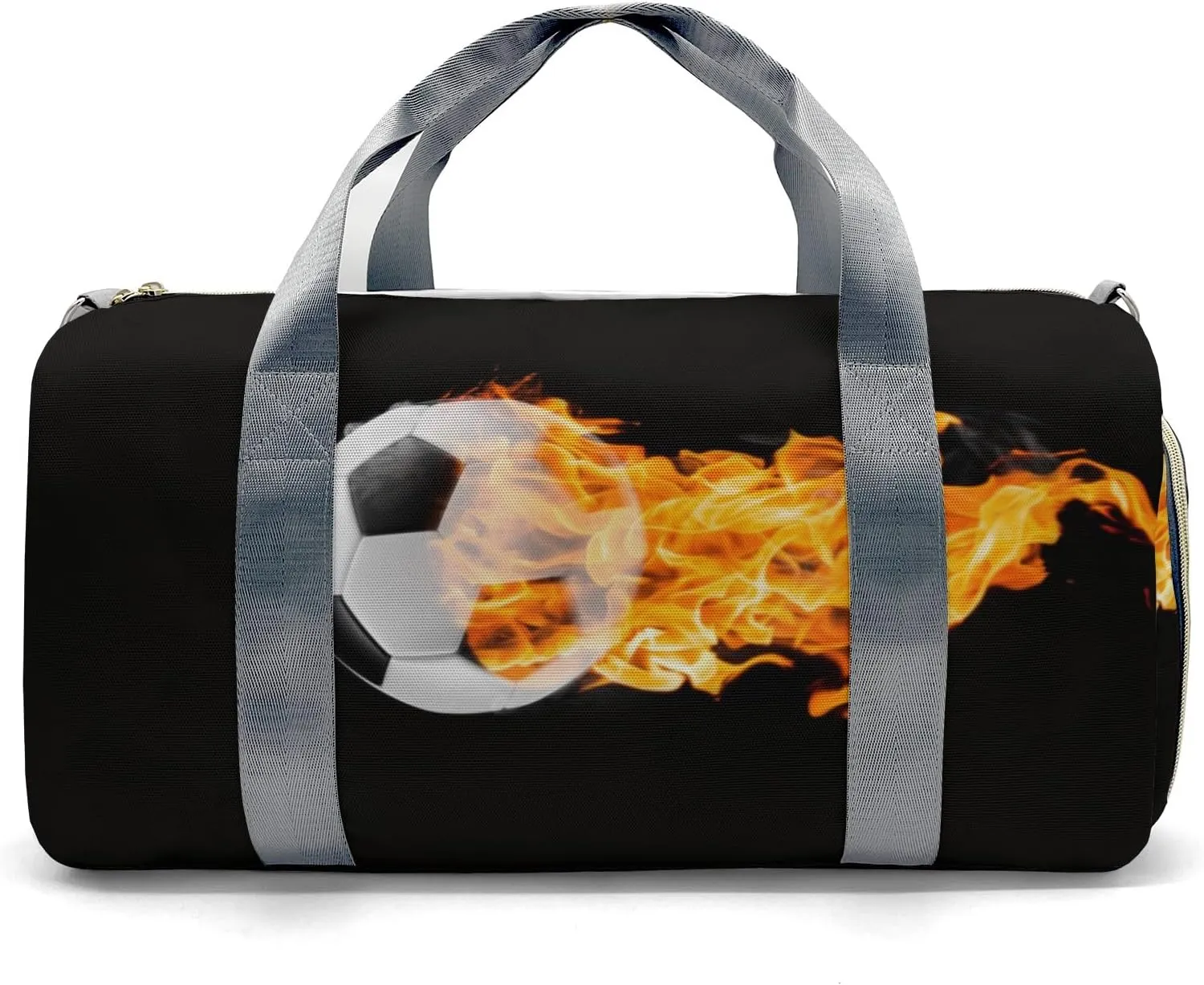 Fire Soccer Ball Personalized Duffel Bag Custom Women Men Multi-Function Travel Bag Gym Sports Bag Gymnastic Yoga Bag Carry On Overnight Weekend Duffel Bags