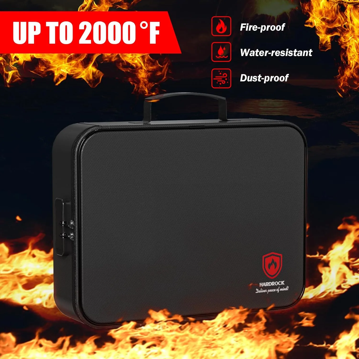 Fireproof Document Box with Lock,File Safe Bag for Home,Multi-Layer Important Document Organizer,Office Paper Storage File Folder Box for Laptop Certificates Passport,Portable Waterproof