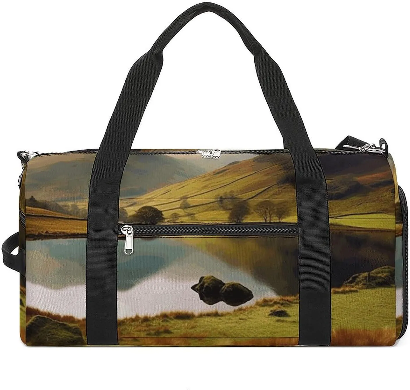 Fitness Bag, Lake District National Park Print Reusable Gym Bag Sports Travel Fitness Bag Essentials Gym Bag with Shoe Compartment, style