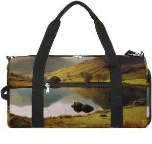 Fitness Bag, Lake District National Park Print Reusable Gym Bag Sports Travel Fitness Bag Essentials Gym Bag with Shoe Compartment, style