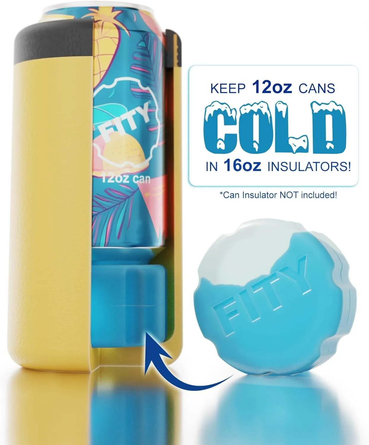 FITY Freeze (2 Pack) - A Multi-Use Freezable Ice Pack 12oz Can Adapter for 16oz Tall Can Tumblers Also use w/Lunch Boxes, Diaper Bags, Sore Muscles, Compatible with YETI MiiR CamelBak BruMate
