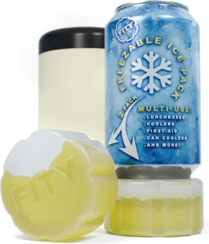 FITY Freeze (2 Pack) - A Multi-Use Freezable Ice Pack 12oz Can Adapter for 16oz Tall Can Tumblers Also use w/Lunch Boxes, Diaper Bags, Sore Muscles, Compatible with YETI MiiR CamelBak BruMate