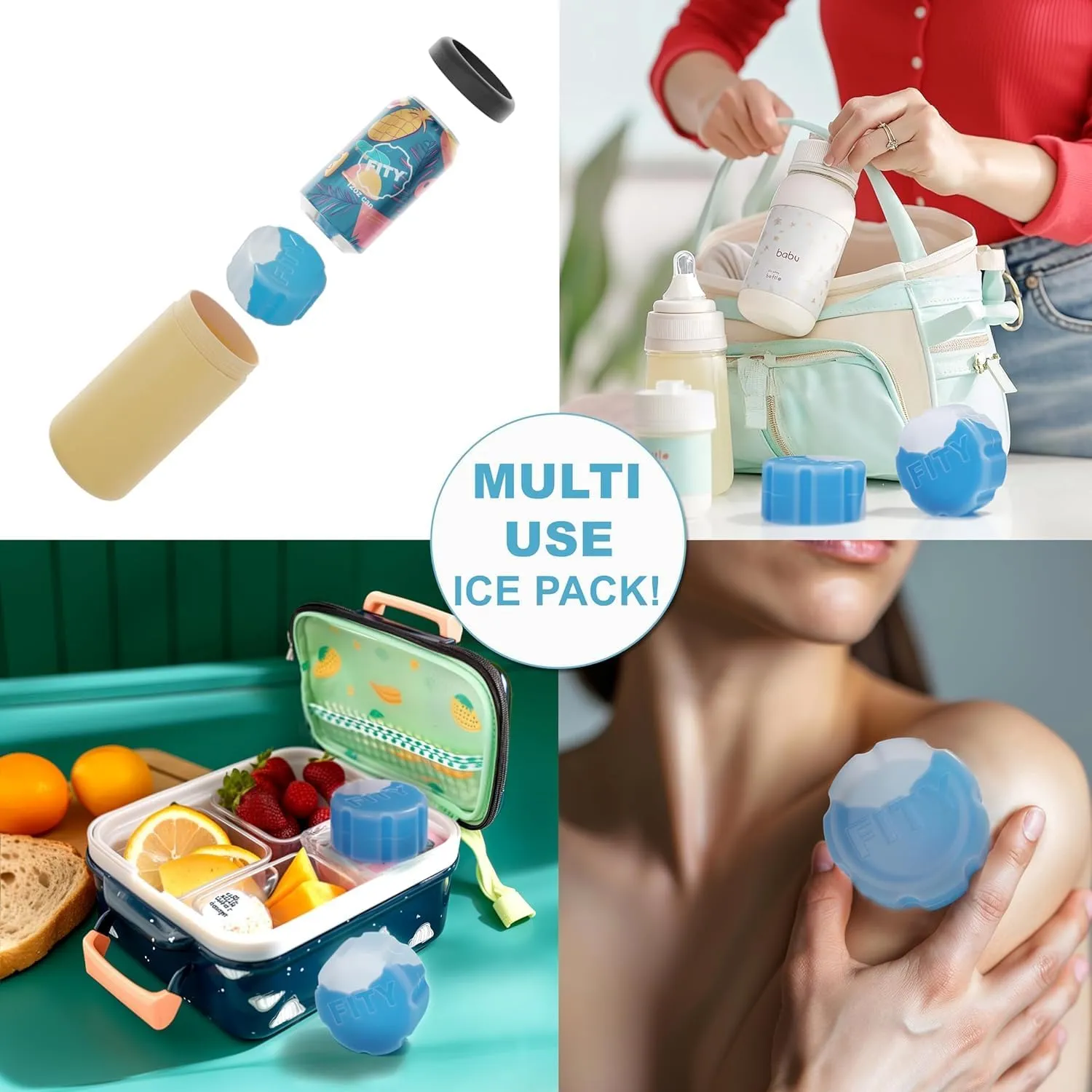FITY Freeze (2 Pack) - A Multi-Use Freezable Ice Pack 12oz Can Adapter for 16oz Tall Can Tumblers Also use w/Lunch Boxes, Diaper Bags, Sore Muscles, Compatible with YETI MiiR CamelBak BruMate