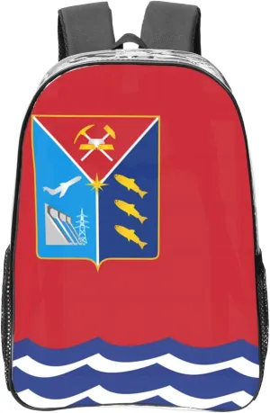 Flag Of Magadan Transparent Backpack-16-Inch Pvc Clear Backpack With Side Pockets,Black