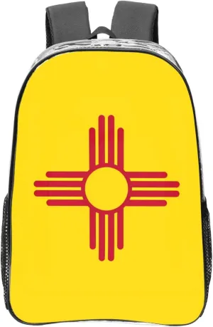 Flag Of New Mexico Transparent Backpack-16-Inch Pvc Clear Backpack With Side Pockets,Black