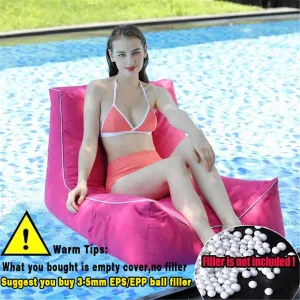 Floating Bean Bag for Pool,Waterproof Bean Bag Outdoor Lounge Chair Floating Pool Sofa with Cover, Swimming Bean Bag Chair Seat Cover Only(Color:Black)