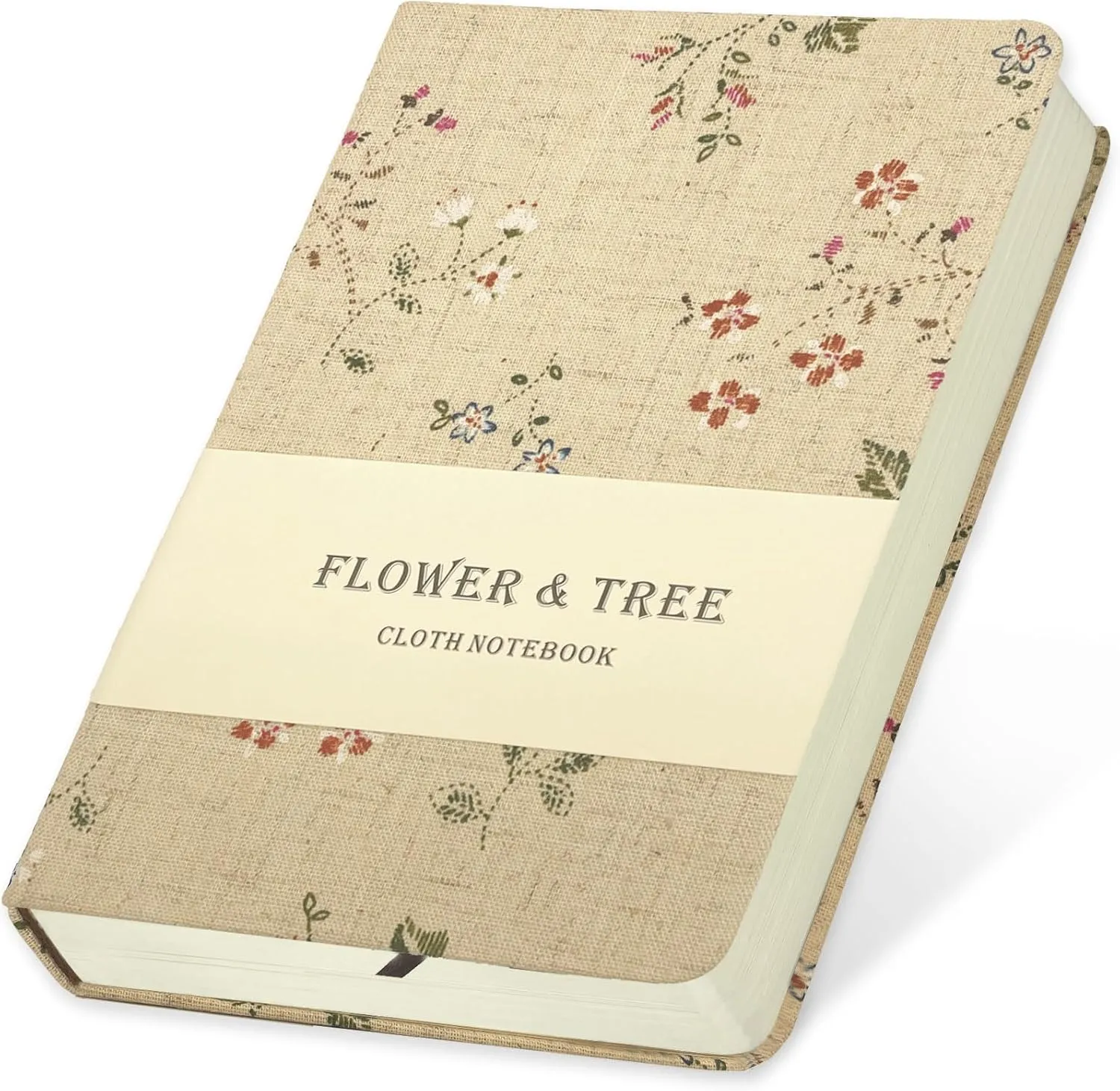 Floral Linen Journal, Similar Embroidered, Small Notebooks 5x7, Lay Flat Sketchbook, B6 Notebook, Hardcover, Lined & Unlined Notebook, Apricot