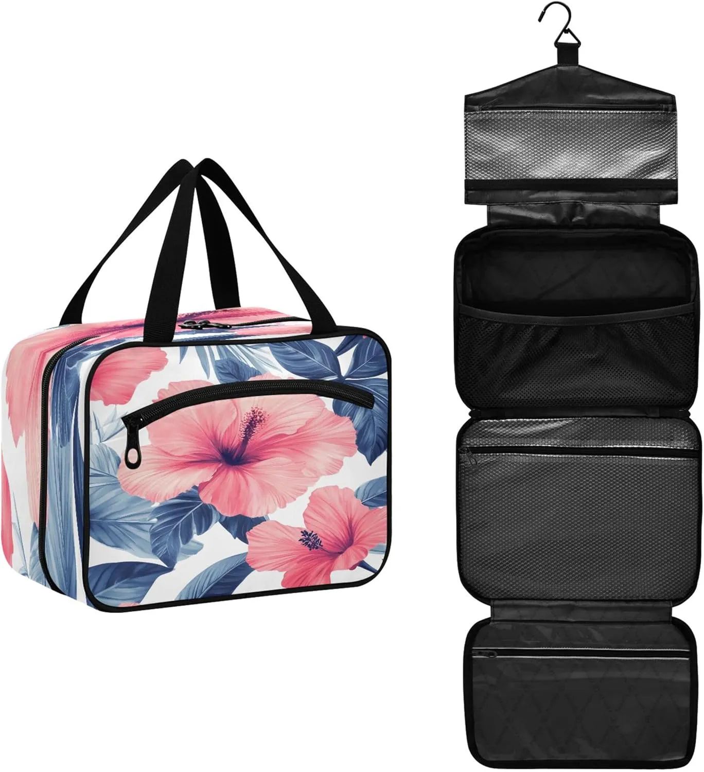 Flower Travel Toiletry Bag for Women & men Hanging Portable Toiletry Bag Large Capacity Travel Bag for Hold Cosmetics Skin Care Products Toiletries Medium