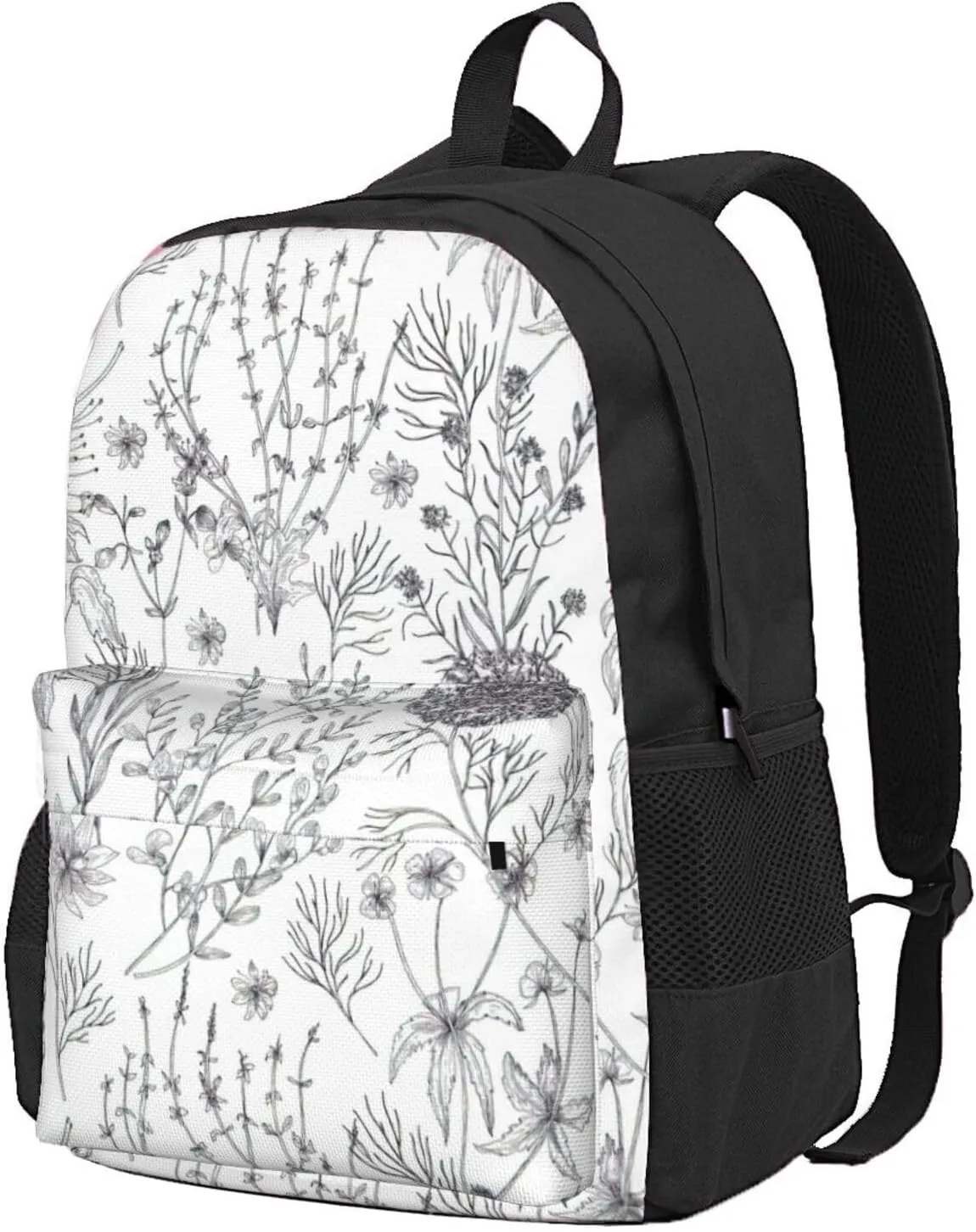 Flowering Herbs And Herbaceous Plants Print Storage Bag, Shoulder Bag, Leisure Bag, Large Capacity Leisure Travel Shoulder Bag