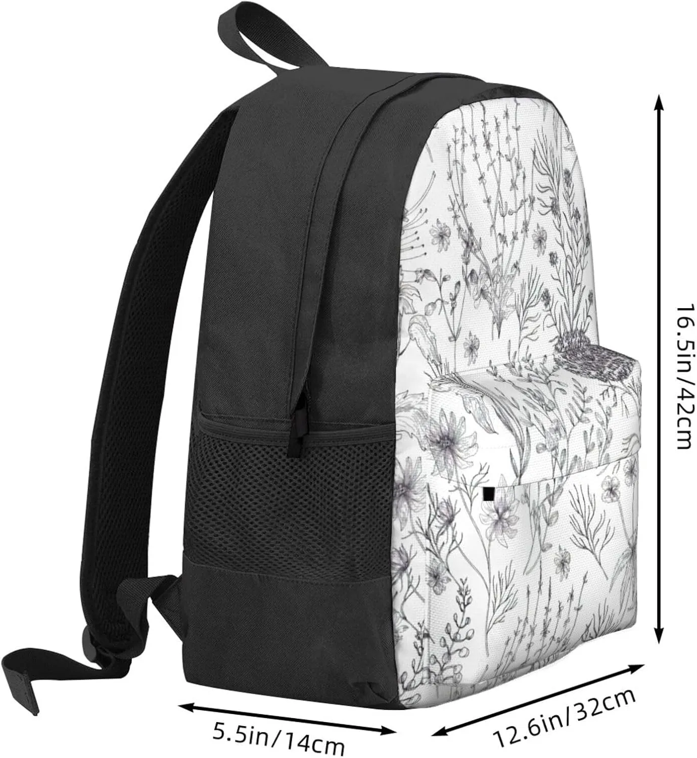 Flowering Herbs And Herbaceous Plants Print Storage Bag, Shoulder Bag, Leisure Bag, Large Capacity Leisure Travel Shoulder Bag