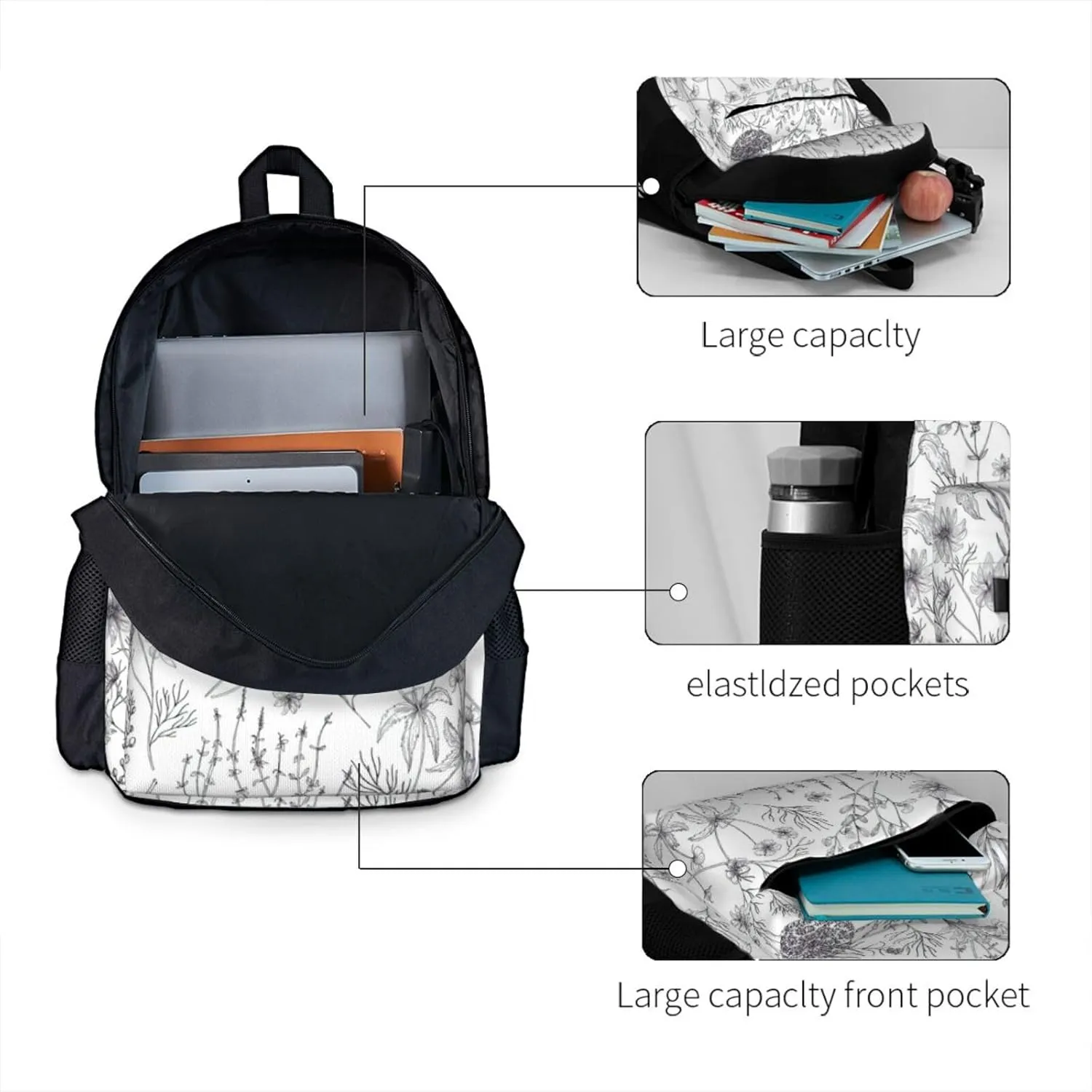 Flowering Herbs And Herbaceous Plants Print Storage Bag, Shoulder Bag, Leisure Bag, Large Capacity Leisure Travel Shoulder Bag