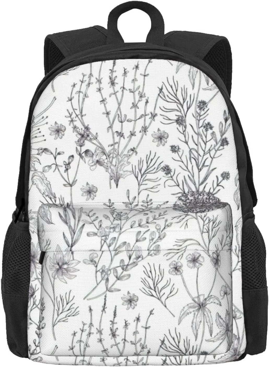 Flowering Herbs And Herbaceous Plants Print Storage Bag, Shoulder Bag, Leisure Bag, Large Capacity Leisure Travel Shoulder Bag