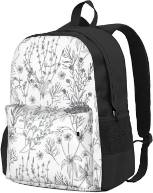 Flowering Herbs And Herbaceous Plants Print Storage Bag, Shoulder Bag, Leisure Bag, Large Capacity Leisure Travel Shoulder Bag