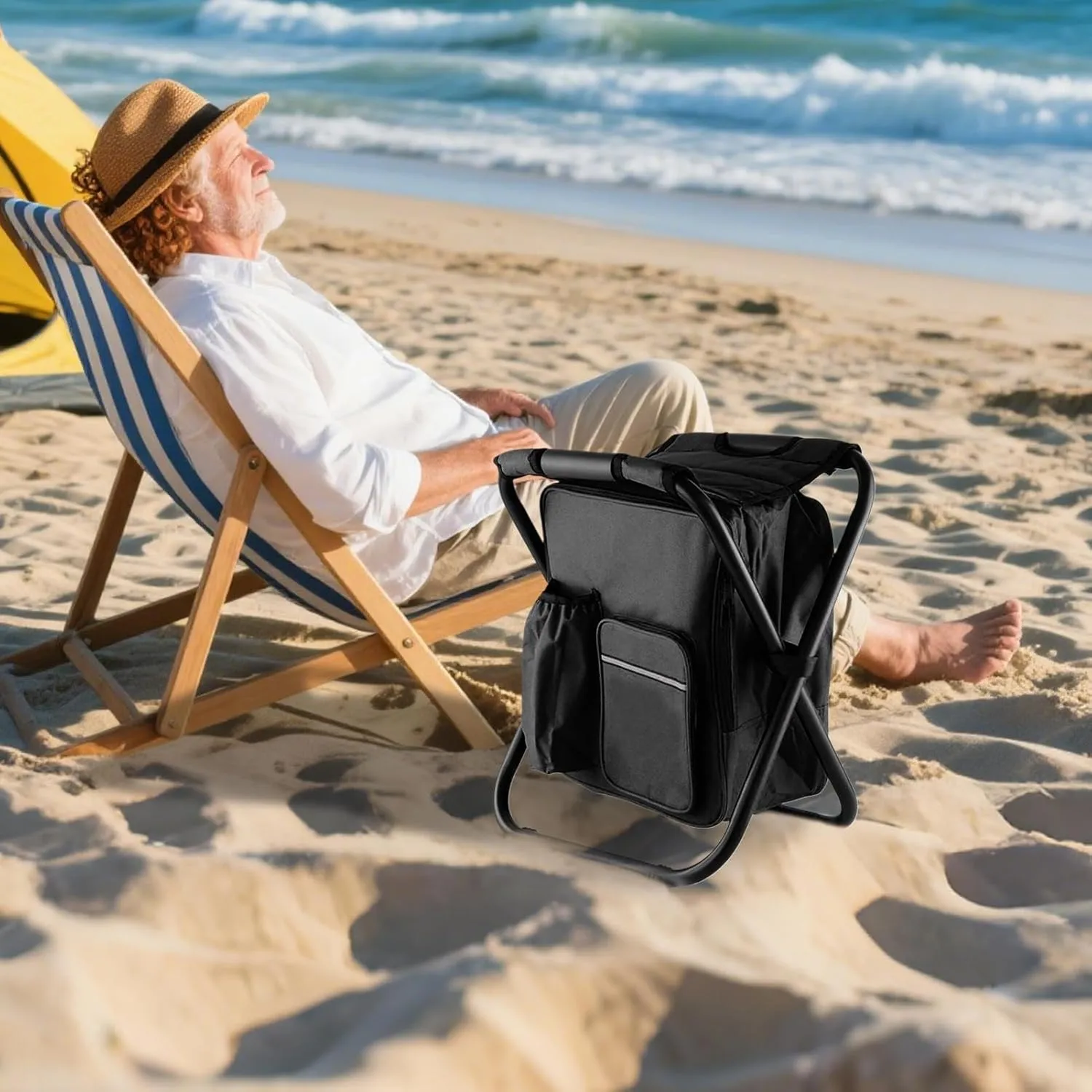 Foldable Outdoor Chairs,Folding Chairs for Outside - Camping Recliner Backpack Cooler Bag for Porch Balcony Travel Picnic Lawn Backyard Poolside Hiking Garden Mountaineering Beach Park Patio