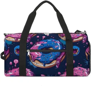 Food Donut Sports Gym Bag for Men Women Travel Duffel Bag with Shoulder Strap