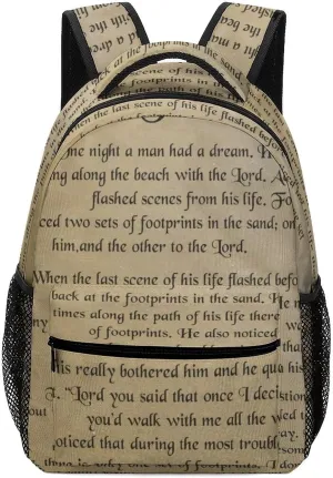 FootPrints in THESandPoem Characters Backpack with Large Capacity Versatile for Daily Use Suitable for Unisex