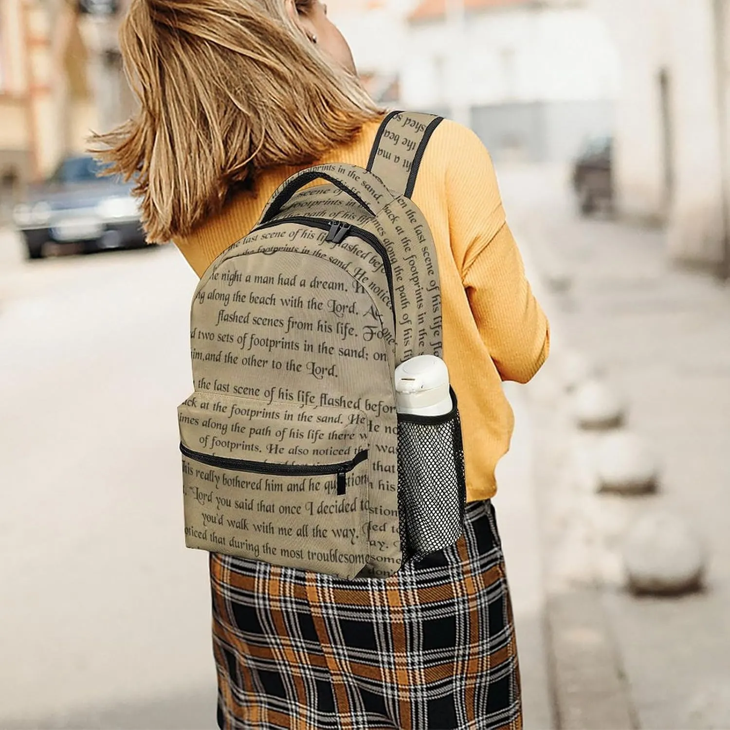 FootPrints in THESandPoem Characters Backpack with Large Capacity Versatile for Daily Use Suitable for Unisex