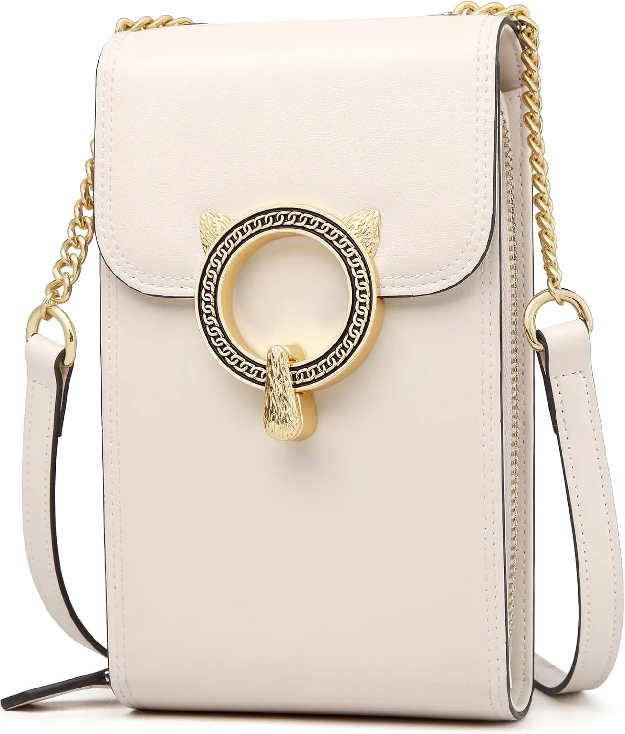 FOXLOVER Cell Phone Crossbody Bags for Women Twist Closure Flap Small Mini Size Vertical Wallet Purse
