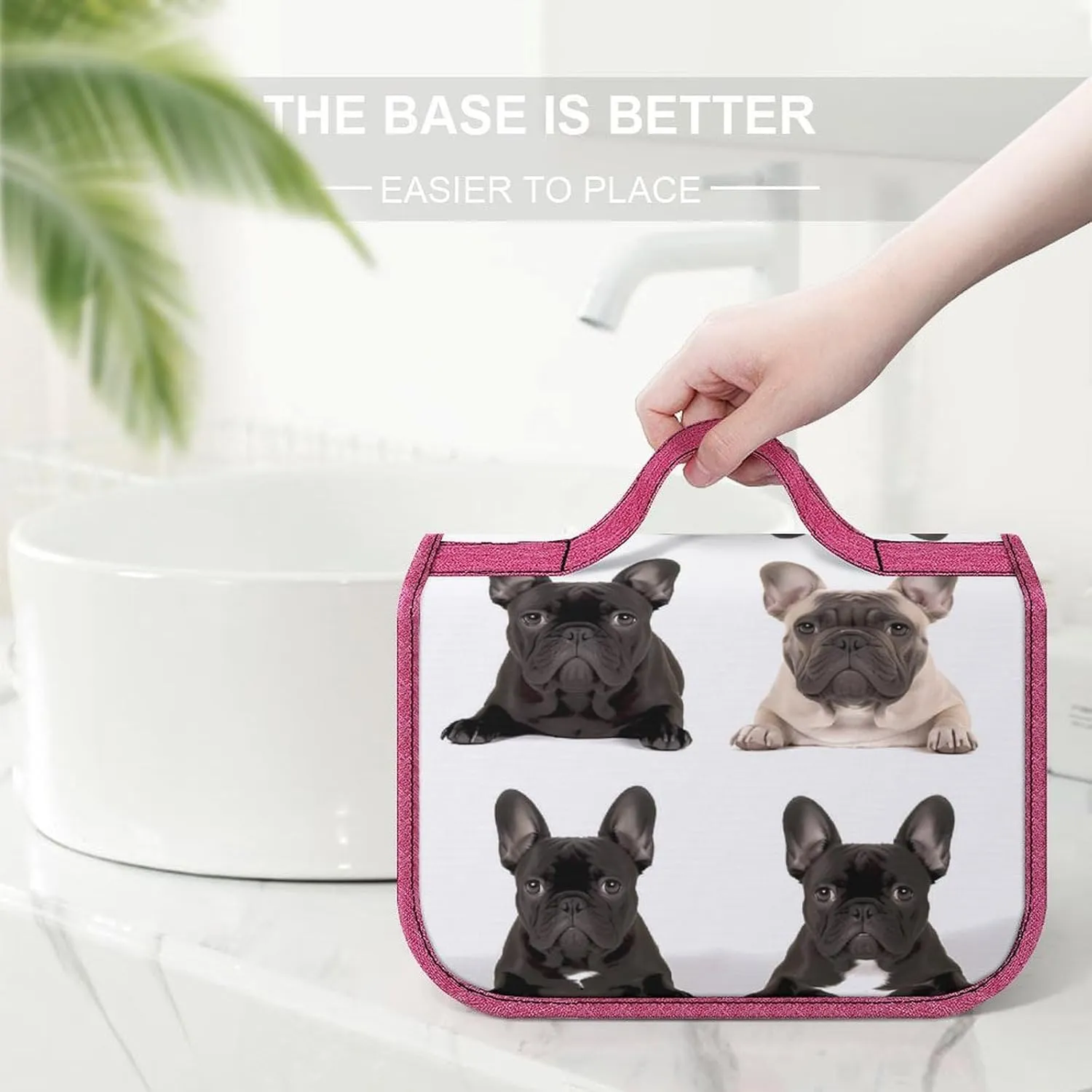 French Bulldog Travel Toiletry Bag for Women,Hanging Toiletry Organizer with Hook, Makeup Bag Travel Organizer for Shampoo,Toiletriesl