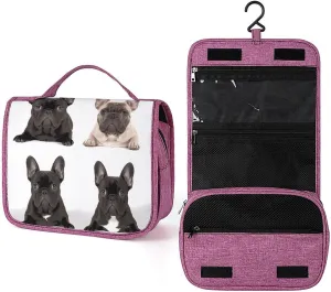 French Bulldog Travel Toiletry Bag for Women,Hanging Toiletry Organizer with Hook, Makeup Bag Travel Organizer for Shampoo,Toiletriesl