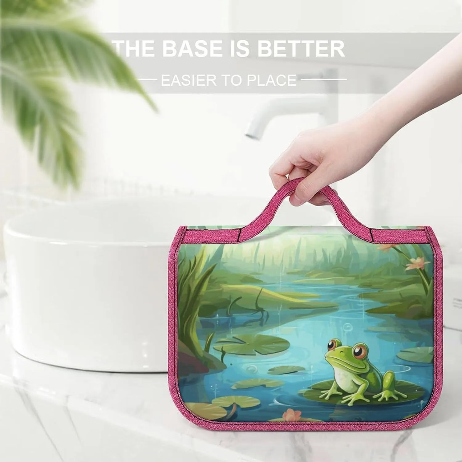 Frog in A Pond Travel Toiletry Bag for Women,Hanging Toiletry Organizer with Hook, Makeup Bag Travel Organizer for Shampoo,Toiletriesl