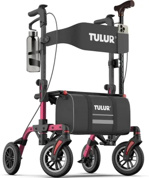 FSA/HSA Eligible Rollator Walkers with Seat - 【Ultra-Compact】 All Terrain Rollator for Short People, Compact Walker for Seniors with 4 Wheels, Pre-Assembled, Red