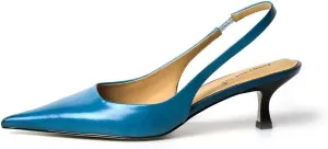 FSJ Women's Mid Kitten Heel Slingback Sandal Pointy Toe Sexy Pumps Comfortable Dress Party Walking Shoes Size 4-15 US