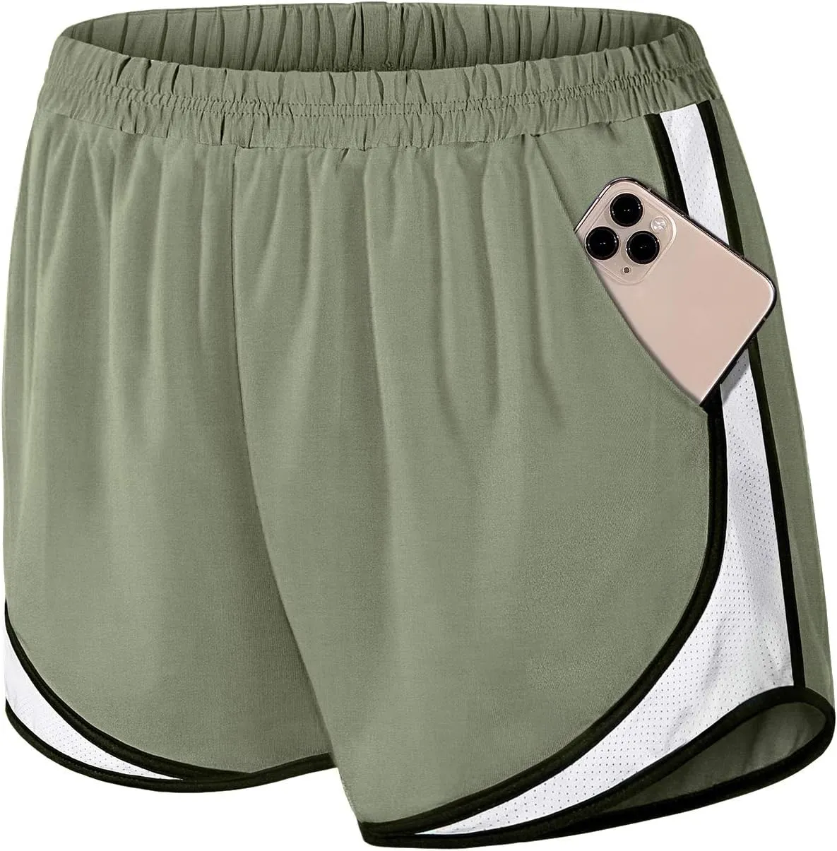 Fulbelle Running Shorts with Pockets Women Double Layer Athletic Workout Gym Shorts