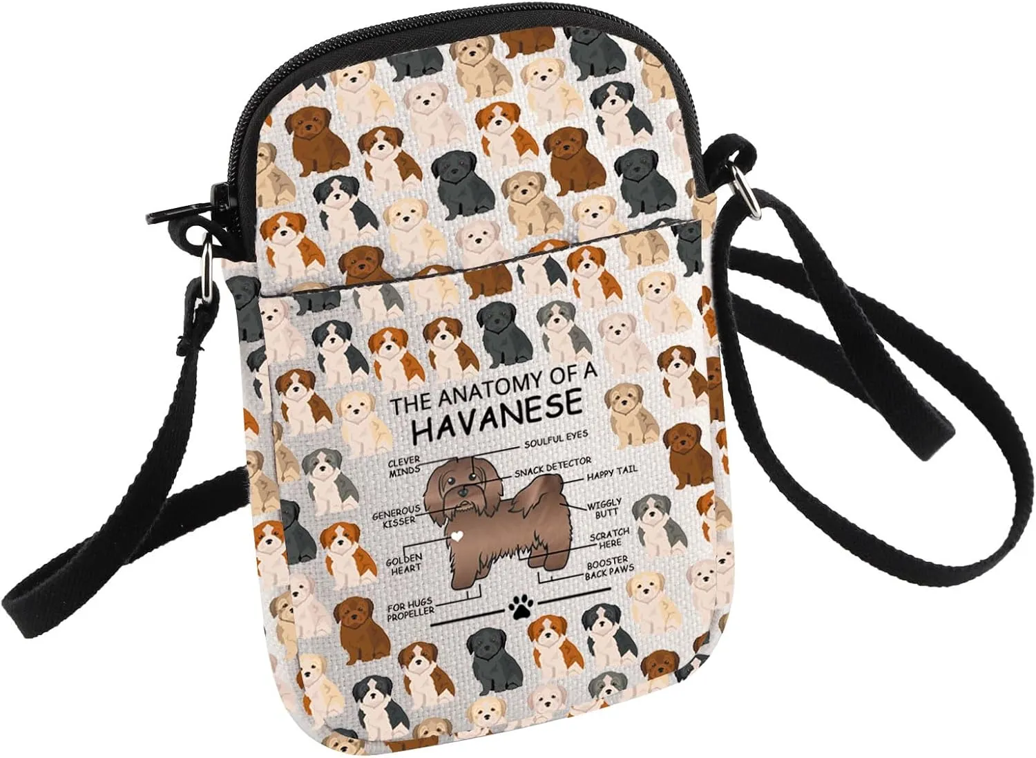 Funny Havanese Lovers Gifts The Anatomy of A Havanese Clever Minds Crossbody Bag Havanese Veterinary Mom Small Sling Bag