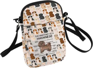 Funny Havanese Lovers Gifts The Anatomy of A Havanese Clever Minds Crossbody Bag Havanese Veterinary Mom Small Sling Bag