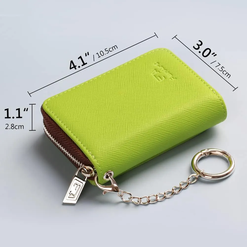 FurArt Credit Card Wallet, Zipper Business Card Holder for Women, RFID Blocking, KeyChain Wallet, Compact Size