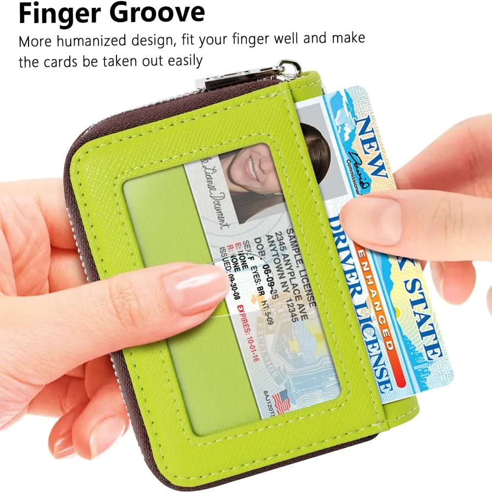 FurArt Credit Card Wallet, Zipper Business Card Holder for Women, RFID Blocking, KeyChain Wallet, Compact Size