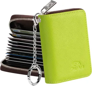 FurArt Credit Card Wallet, Zipper Business Card Holder for Women, RFID Blocking, KeyChain Wallet, Compact Size