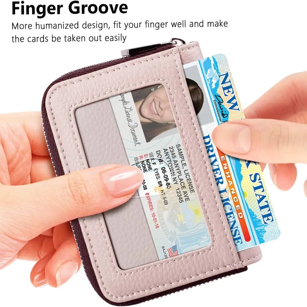 FurArt Credit Card Wallet, Zipper Business Card Holder for Women, RFID Blocking, KeyChain Wallet, Compact Size