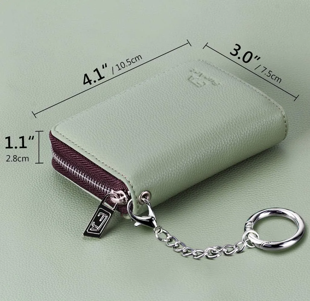 FurArt Credit Card Wallet, Zipper Business Card Holder for Women, RFID Blocking, KeyChain Wallet, Compact Size
