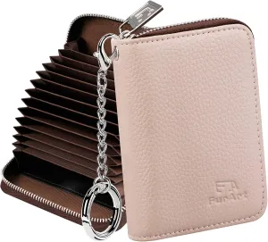 FurArt Credit Card Wallet, Zipper Business Card Holder for Women, RFID Blocking, KeyChain Wallet, Compact Size