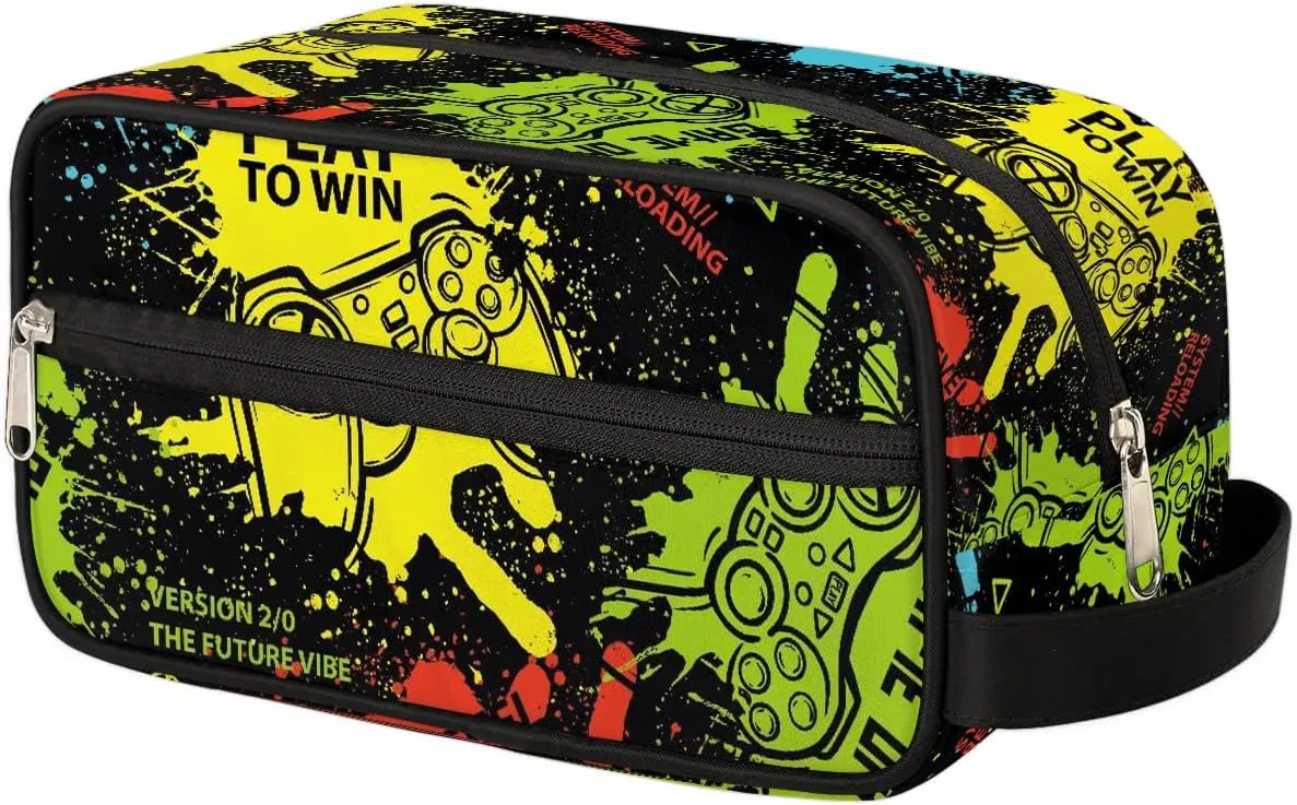 Game Kids Travel Toiletry Bag Boys Toiletry Pouch Waterproof Small Dopp Kit for Kids Hanging Wash Bag Cosmetic Bag Toiletry Bag for Travel Essential