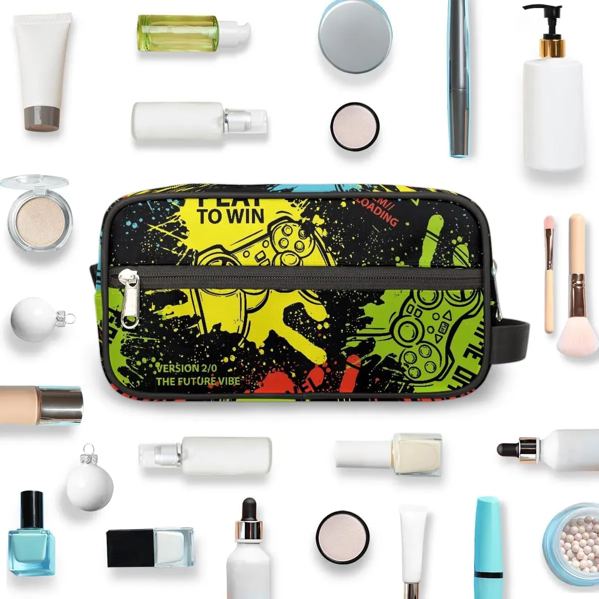 Game Kids Travel Toiletry Bag Boys Toiletry Pouch Waterproof Small Dopp Kit for Kids Hanging Wash Bag Cosmetic Bag Toiletry Bag for Travel Essential