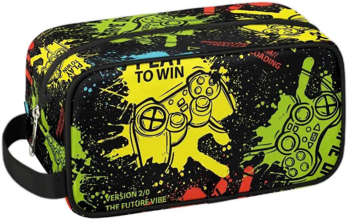 Game Kids Travel Toiletry Bag Boys Toiletry Pouch Waterproof Small Dopp Kit for Kids Hanging Wash Bag Cosmetic Bag Toiletry Bag for Travel Essential