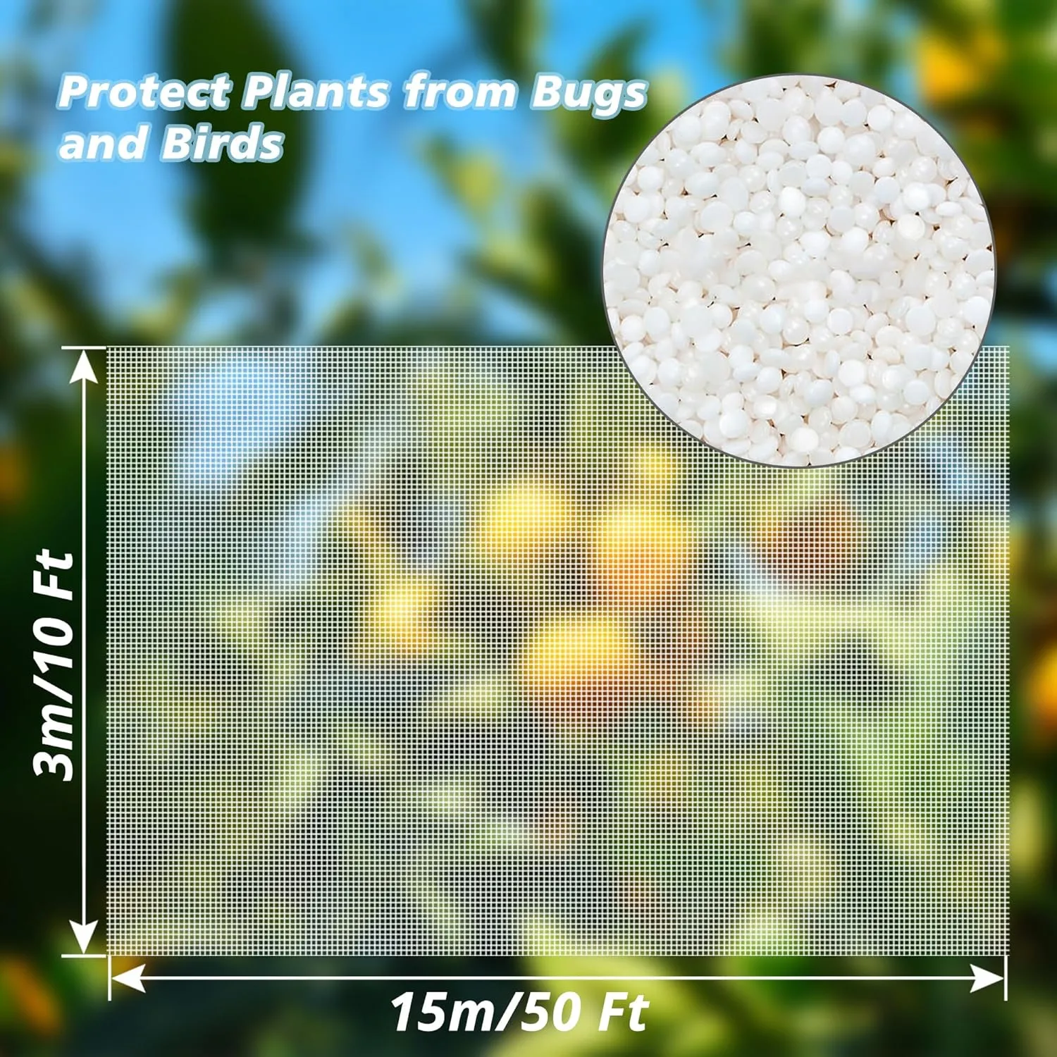 Garden Netting Mosquito Insect Birds Animals Barrier Protection Net Ultra Fine Garden Mesh Netting Plant Covers for Vegetable Plants Fruits Flowers Trees Greenhouse Row Cover(10×50 Ft)
