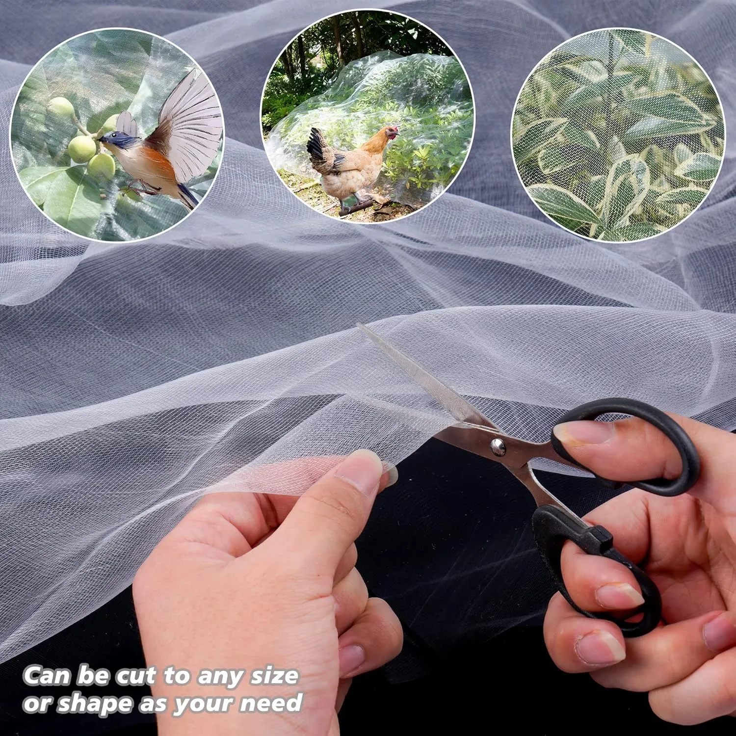 Garden Netting Mosquito Insect Birds Animals Barrier Protection Net Ultra Fine Garden Mesh Netting Plant Covers for Vegetable Plants Fruits Flowers Trees Greenhouse Row Cover(10×50 Ft)