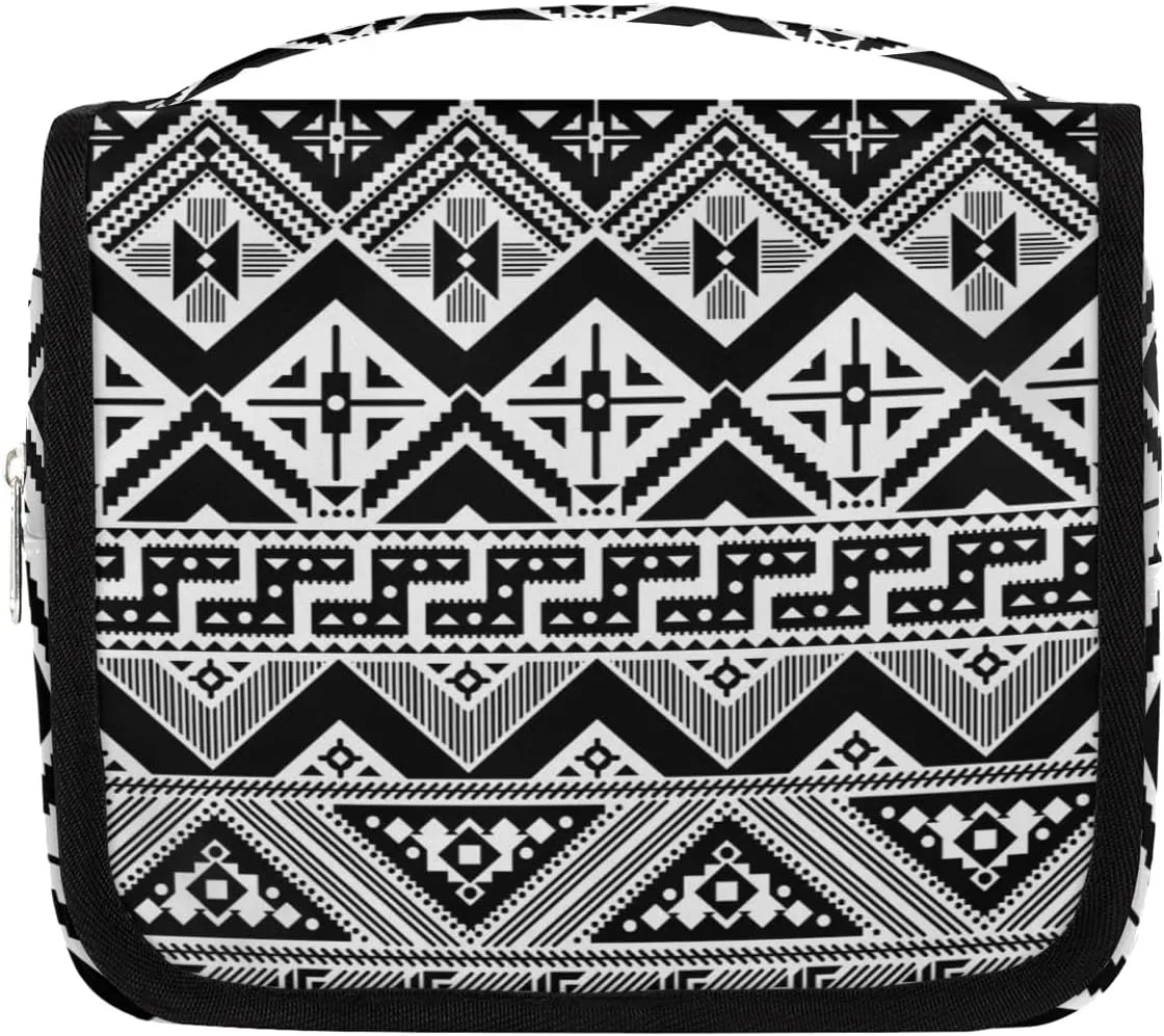 Geometric Pattern Hanging Travel Toiletry Bag for Women Aztec Aboriginal Pattern Waterproof Makeup Bag,Cosmetic Bag,Travel Essentials for Women Men