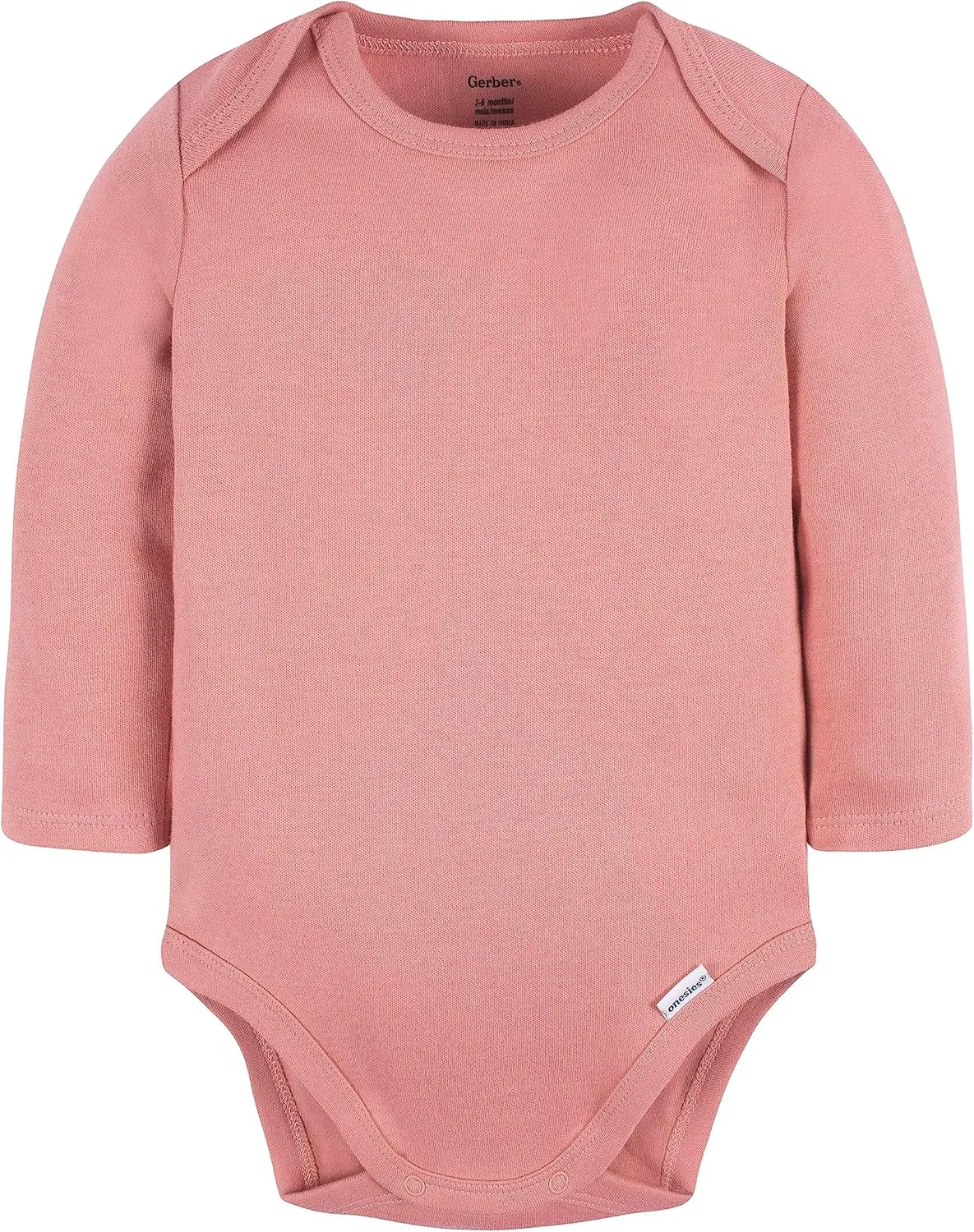 Gerber Baby Long Sleeve Solid Onesies Multi-Pack Interlock 180 Gsm