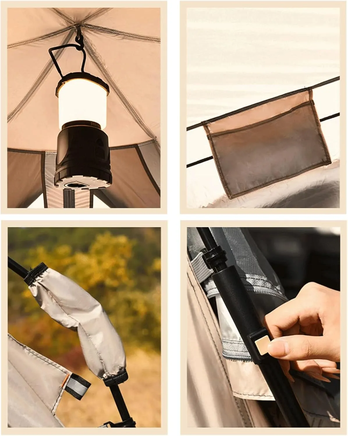 GERRIT Portable Large Pop-up Tent, Double-Layer Waterproof Portable Charm Tent, 4-8 Person Instant Cabin Tent, Outdoor Camping, Hiking, and Backpacking Large Tent, 345x320x175cm, Khaki