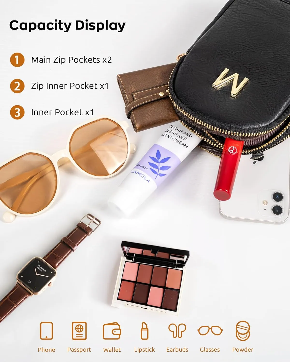 Gifts for Women Teen Girls, Monogram Mini Crossbody Bags for Women Girls, Personalized Graduation Teacher Gifts, Over The Shoulder Bags, Phone Purse for Daily Essentials, Sister Gifts