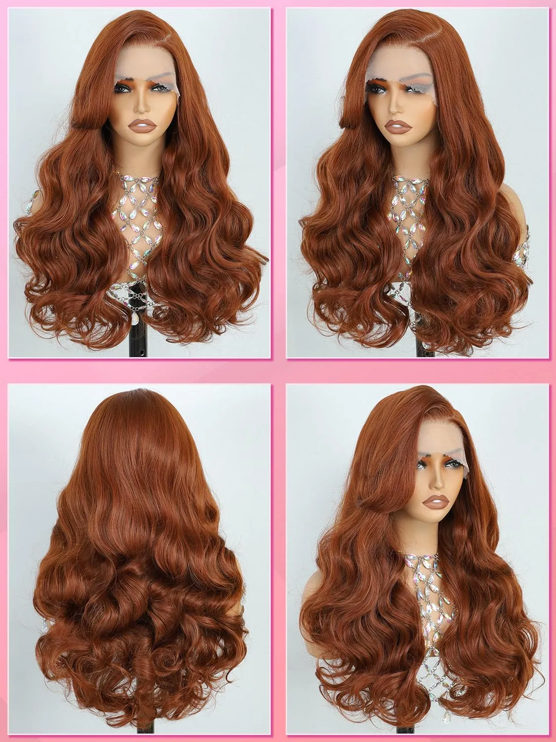 Ginger Orange Synthetic Lace Front Wig for Women, 13x6 Lace Front, Long Wavy with Baby Hair, Deep Parting, Natural Hairline, Hd Lace, Heat Resistant Fiber Wig 26 Inch